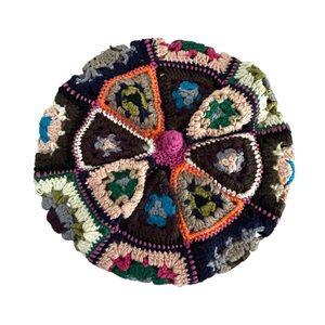 Mossimo Supply Co Crochet Patchwork Beret Granny Square One Size Boho